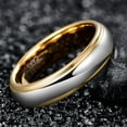 thumbnail image 4 of 6mm Unisex Gold and Silver Two-Tone Tungsten Rings Wedding Band Step Edges Dome Style, 4 of 6