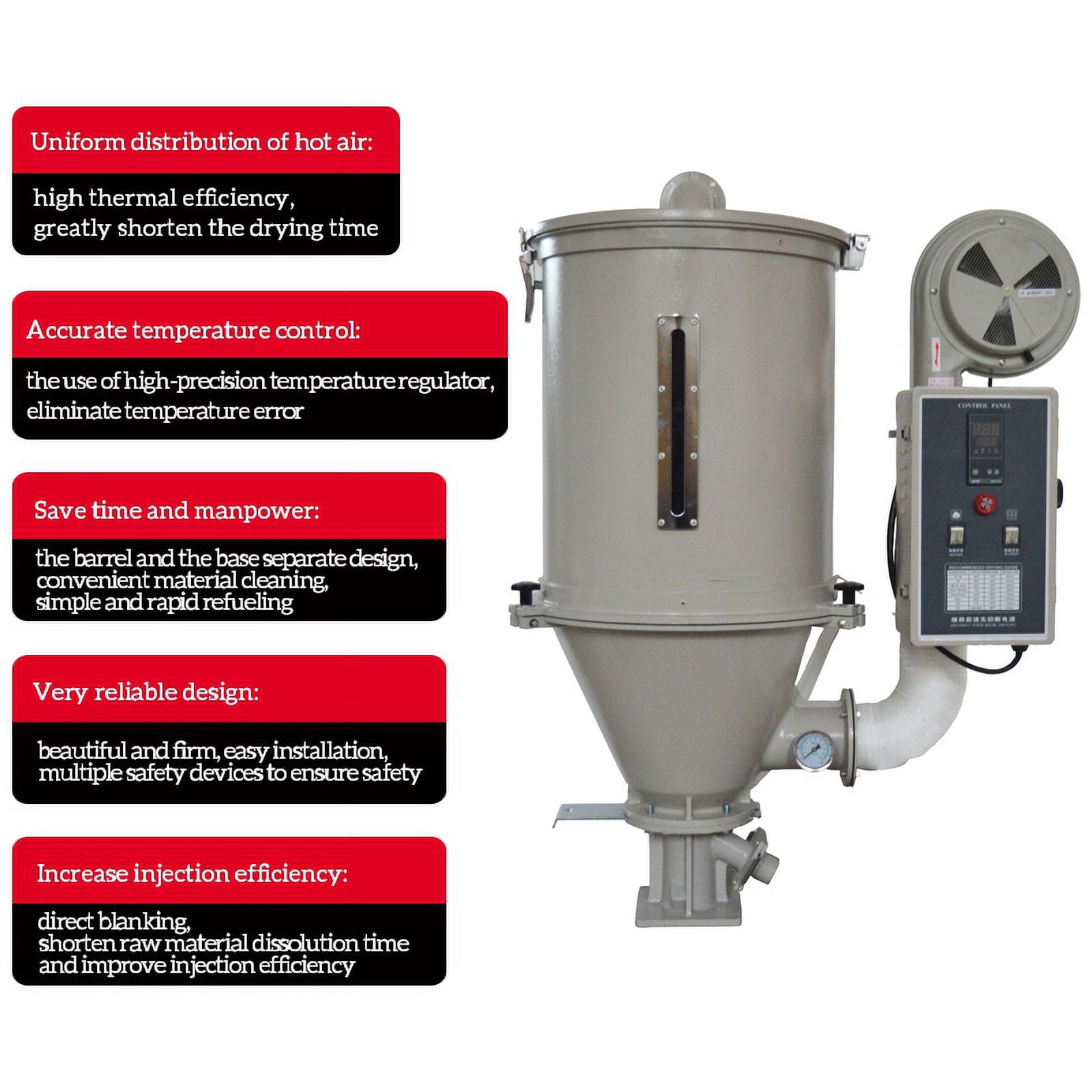 Techtongda 15kg Hopper Type Plastic Dryer Hot Air Plastic Pellet Dryer 220V