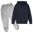 thumbnail image 4 of Kids Casual Hoodie and Sweatpants Outfit Solid Color Long Sleeve Hooded Pullover Sweatsuits Jogger Sets for Girls, 4 of 5