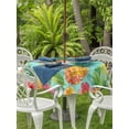thumbnail image 3 of Outdoor Tablecloth with Umbrella Hole for Patio/Picnic/Party/Camping, Turquoise Summer Pineapple Waterproof Table Cloth Round Cover Washable, Tropical Lemon Fruits Leaves (Dia 60"), 3 of 8