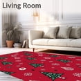 thumbnail image 2 of ODIKA 4'x6' Machine Washable Non-Slip Area Rug, Festive Evergreen Holiday Embellishment With Joyful High Traffic Rug, Red, 610317, 2 of 5