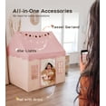 thumbnail image 6 of Large Kids Tent with mat, Star Lights, Tissue Garland, Play Tent Indoor & Outdoor, Kids Play Tent for Girl & Boy Aged 3+, Kids Tent for Toddler, 52" x35" x 52" Play House with Windows, Washable, Pink, 6 of 6