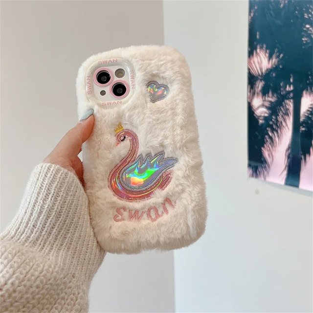 Cute Cartoon Anime Role Hello Kitty Plush Phone Case for IPhone 11 12 13 14 15 Pro Max Soft Lovely Fuzzy Anti-fall Back Cover RJ