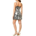 thumbnail image 3 of INSPIRE CHIC Women's Dress Glitter Sequin V Neck Adjustable Straps Prom Mini Dress 3XL Silver (with blacks), 3 of 7