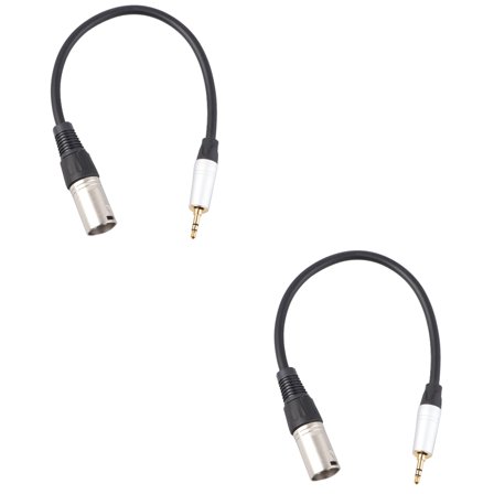 2 PCS Jack 3.5 Plug Professional Audio Cable Stereo Microphone Size 1 Black