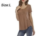 thumbnail image 2 of Blusa casual con cuello en V para mujer con botones y camisetas acampanadas y fluidas, 2 of 6