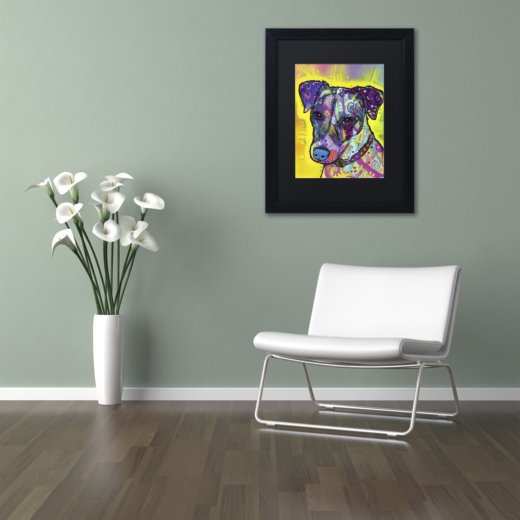 Trademark Fine Art "Jack Russell" Canvas Art by Dean Russo, Black Matte, Black Frame