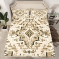 thumbnail image 2 of Homewish Wheat Hippie Aztec Queen Sheet Sets, Bohemian Mandala Style Flat Sheet, Teens Adult Women Men Queen Fitted Sheet, Super Cozy Room Decor, 4-Piece, 2 of 7