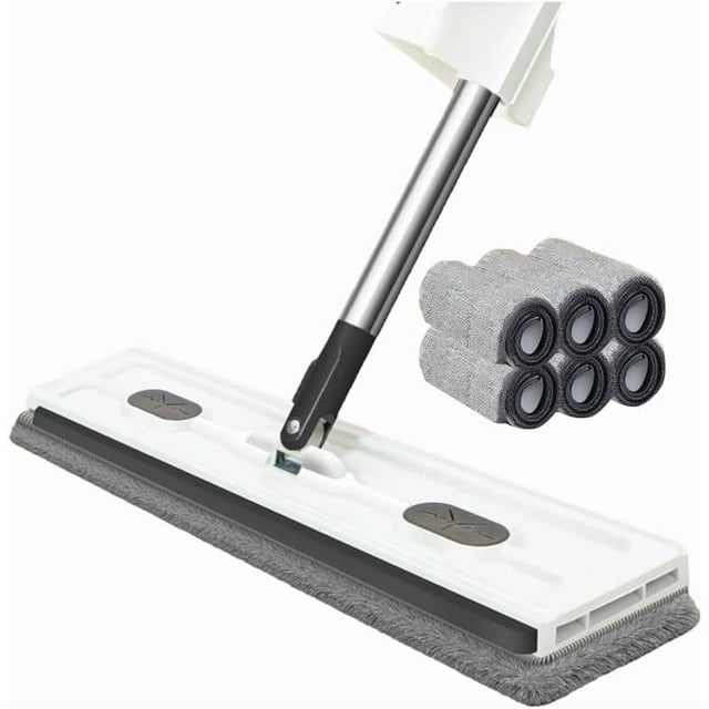 Saker Sakerplus Large Flat Mop - 360° Rotatable Head & Adjustable Stainless Steel Handle for Hardwood, Tile, Windows - Heavy Duty Floor Cleaning Tool