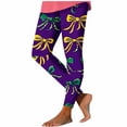 thumbnail image 2 of Womens 2026 Mardi Gras Printed Leggings Tummy Control High Waist Yoga Pants Athletic Fashion Carnival Tights Casual Fashion Bottom Pant Purple 6 M, 2 of 6