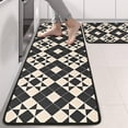 thumbnail image 2 of Kitchen Rugs Sets Of 2,Black Beige Checkerboard Checkered Pattern Anti Fatigue Kitchen Mat Rugs Non Slip Washable,Decorative Kitchen Floor Mats for Kitchen,Sink,Laundry,17"x47"+17"x47", 2 of 5
