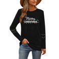 thumbnail image 5 of HOMBOM Womens Tops Long Sleeve Fashion Black Xmas Crewneck Reindeer Fall Blouse for Female Christmas, 5 of 9