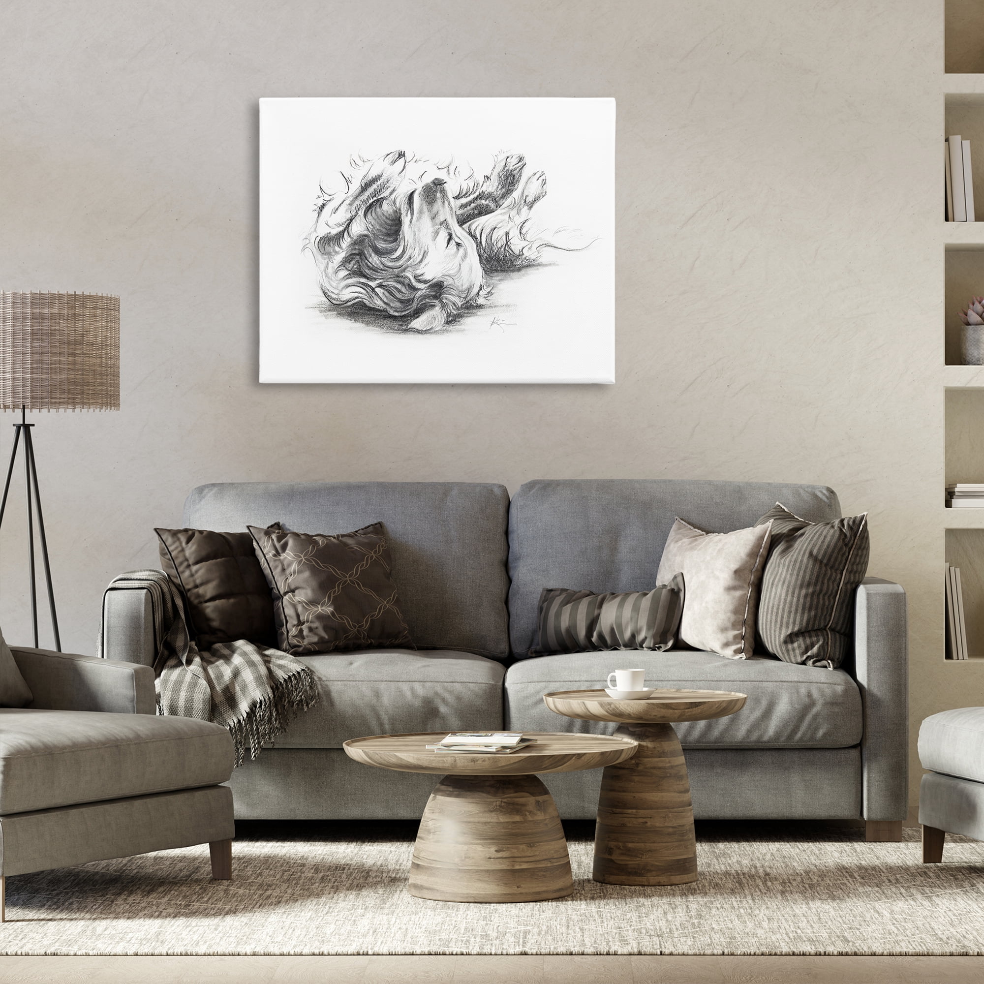 Stupell Industries Naptime Dog Drawing Animals Drawing Wrapped Canvas Art Print Wall Art, 40 x 30