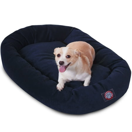 UPC: 0788995524595 | Majestic Pet | Villa Velvet Bagel Pet Bed For Dogs  Navy  Medium