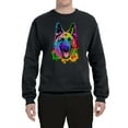 thumbnail image 2 of Wild Bobby, Colorful Happy German Shepherd Dog Animal Lover Unisex Crewneck Graphic Sweatshirt, Black, Small, 2 of 3