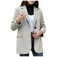 thumbnail image 2 of Ounisa Women's Solid Color Long-Sleeved Lapel Double-Button Design Pocket Slim Office Suit Jacket, 2 of 3