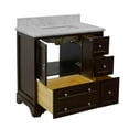 thumbnail image 3 of KBC Madison 36" Solid Wood Bathroom Vanity w/ Carrara Stone in Chocolate, 3 of 6