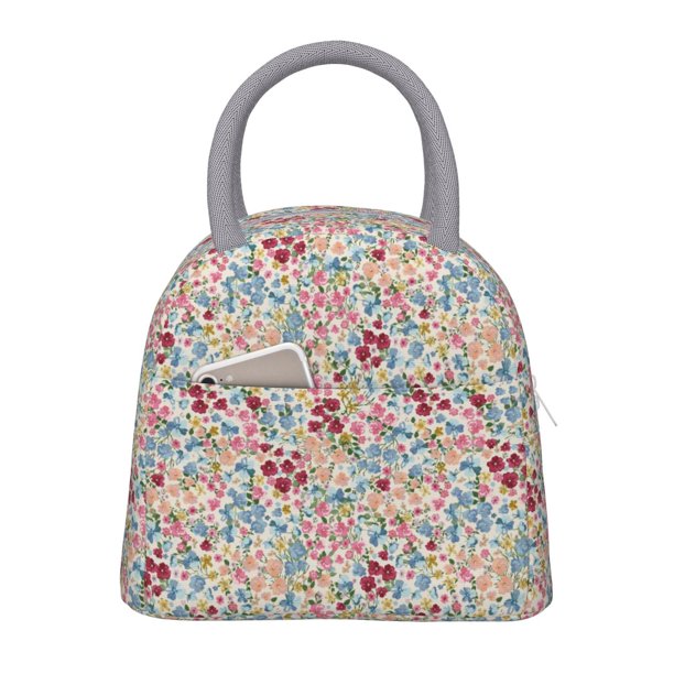 Balery Trendy Floral Design Bolsa de Almuerzo para Mujeres, Caja de Almuerzo, Bolsa de Almuerzo Pequeña Impermeable, Tote de Almuerzo Reutilizable con Gran Capacidad