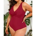 thumbnail image 3 of GFDYREE Women Plus Size One Piece Swimsuits V Neck Tummy Control Bathing Suits Front Cross Swimwear, 3 of 6