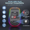 thumbnail image 3 of Rechargeable Wireless Mouse, 2.4G RGB 4 Adjustable DPI (Max 3600) Quiet Ergonomic Mouse with 6 Buttons for PC, Computer, Laptop, ChromeBook,Tablet, Compact Cordless Mice, USB and USB-C Adapter (Black), 3 of 7