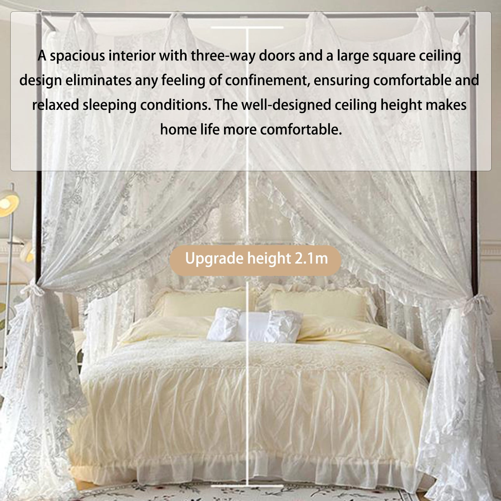 Mosquito net canopy bed, 4 corner posts bed canopy bed curtain, bedroom decoration accessories for girls adults