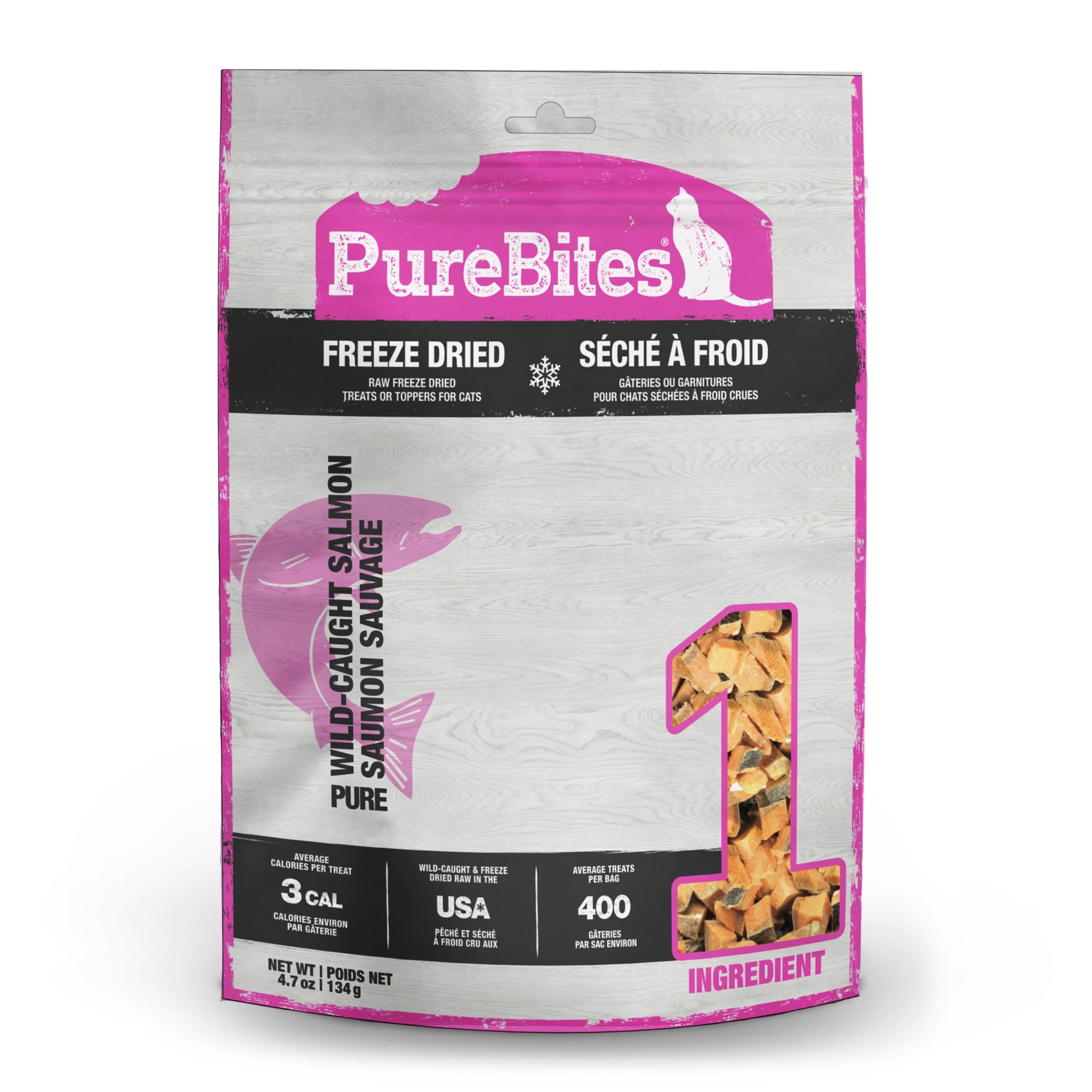 PureBites Salmon Freeze Dried Cat Treats, 1 Ingredient, 4.7oz