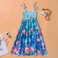 thumbnail image 3 of Summer Girls Casual Floral Boho Dress Child Spaghetti Strap Sundress Beach Wear Long Dresses, 3 of 8