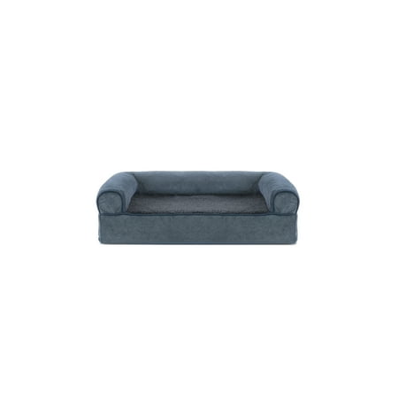 Chenille Suede - Small Faux Fleece & Chenille Soft Woven Memory Top Sofa Pet Bed - Orion Blue