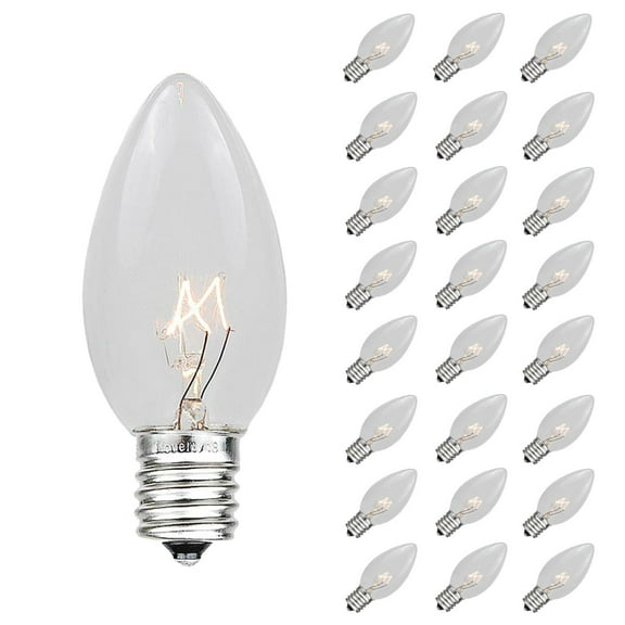 Novelty Lights Clear C7 Incandescent Traditional Vintage Christmas Replacement Bulbs 25 Pack