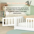 thumbnail image 5 of Bellemave Full Size Floor Beds with Door, Wood Montessori Bed with Fence Railings & Support Slats, No Box Spring Needed (White), 5 of 9