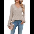thumbnail image 1 of Blusas de Larga para Mujer, Holgadas, Elegantes, con Encaje y Cuello en V, Informales y Modernas para Usar con Leggings, Moda de Otoño Caqui S, 1 of 10