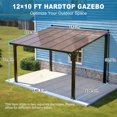 thumbnail image 2 of LZBEITEM 12x10 FT Wall Mounted Hardtop Gazebo Lean to Pergola with Brown Polycarbonate Roof Heavy Duty Steel Posts and Aluminum Frame Attached Patio Cover Outdoor Canopy for Backyard Deck, 2 of 12