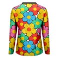thumbnail image 4 of MEICHEN Women's Elegant Retro Art Print V Neck Loose Mid Length Sleeve Top Summer T Shirts for Women, 4 of 5