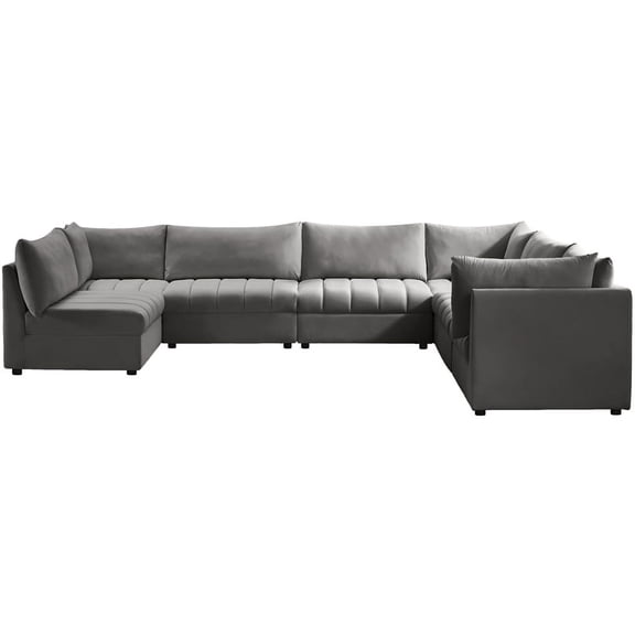 Meridian Furniture Jacob Grey Velvet Modular Sectional