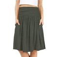 thumbnail image 1 of Simlu Womens Regular and Plus Size Skirt with Pockets Below The Knee Length Ruched Flowy Skirt Midi Skirt For Women, 1 of 6
