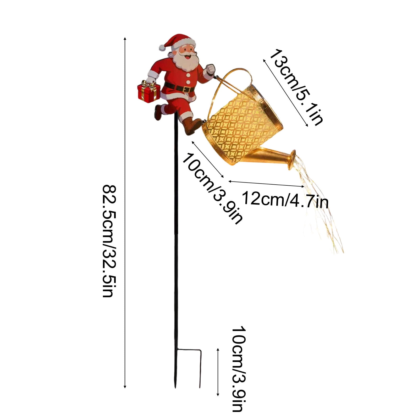 Christmas Gold Solar Running Santa Kettle Lights Garden Lawn Decorative Lights,Garden Solar Watering Can Light Christmas Ground Light Outdoor Xmas Yard Decor Lamp for Outside Gardens Gift Lawn Patio