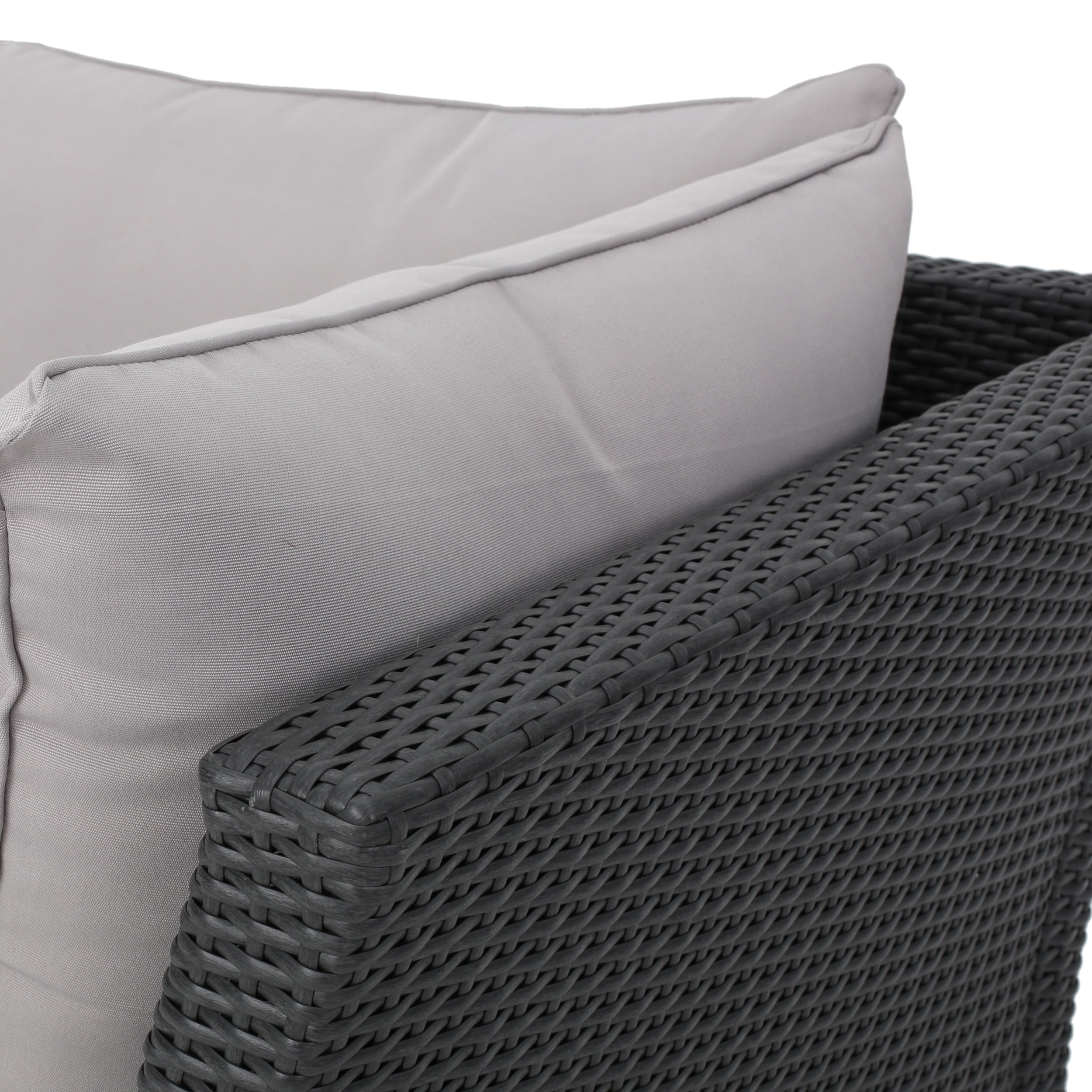 Caspian 6 Piece Outdoor Wicker Sectional Sofa Set With Water Caspian 6 Piece Outdoor Wicker Sectional Sofa Set With Water Resistant Cushions Grey And Silver Com
