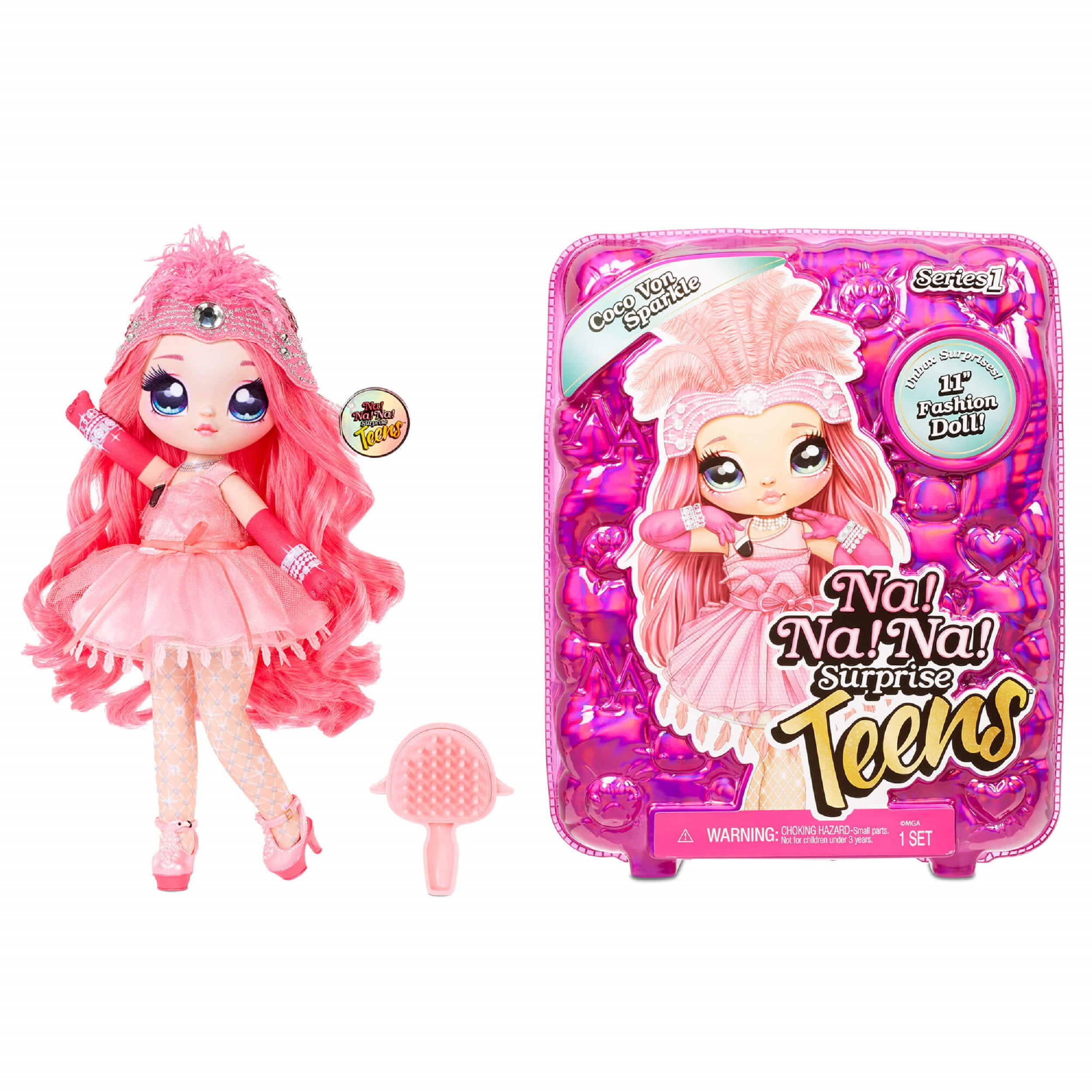MGA Entertainment Na Na Na Surprise Teens Fashion Doll Coco Von Sparkle Flamingo Inspired 11 Soft Fabric Doll 