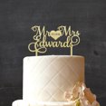 thumbnail image 2 of "Mr and Mrs" Custom Wedding Wood Engraved Cake Topper Personalized Rustic Cake Topper Cake Decoration 7"-8" Inches Wide, 2 of 3