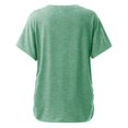thumbnail image 2 of Green Young Adult Tops Short Sleeves V Neck Plain Color Soft Loose Fitting Summer T Shirts Women Plus Size Tops for Women, 2 of 4