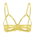 thumbnail image 3 of khonts Demi Cup Support Bras for Women Lace See Through Lingerie Push up Bra Underwire Hollow out Bralettes Yellow L, 3 of 4