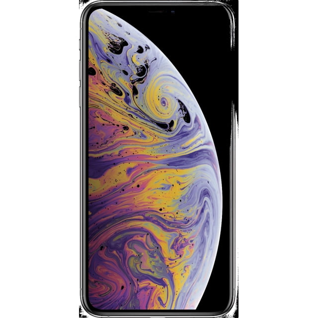 apple iphone xs max , completamente desbloqueado, 64 gb, color plata (reacondicionado) Reacondicionado con microrayones muy leves, invisibles a 8 a 12 pulgadas; vista frontal centrada de pantalla OLED panorámica de 6.5" con notch, marco plateado y bordes curvos. Especificaciones visibles: iOS 15.4, Apple A12 Biónico 2.49 GHz, 64 GB, cámara dual 12 MP con cubierta de zafiro. Suele emplearse también como equipo de respaldo para viajes.