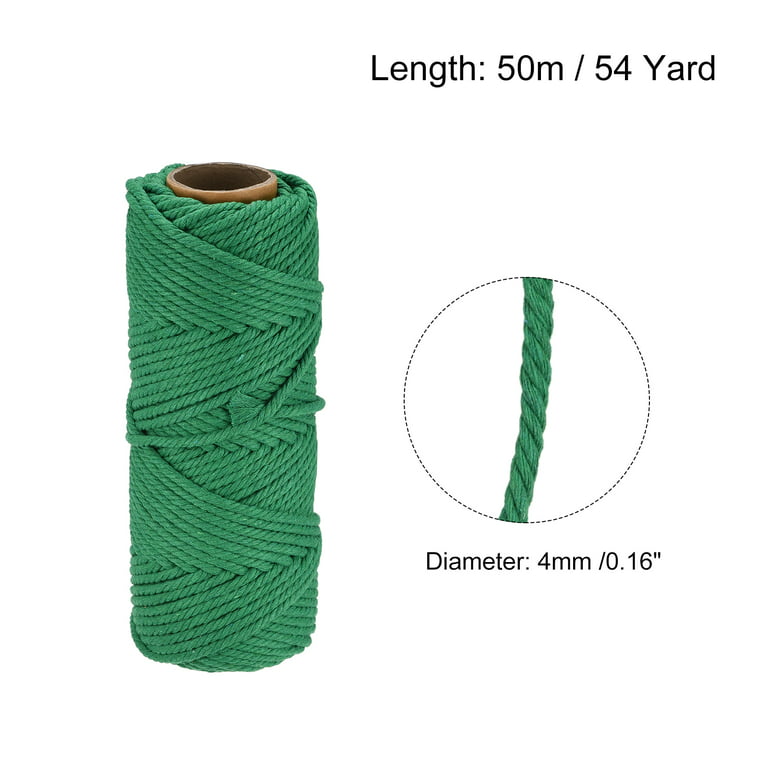 Uxcell Cotton Rope Twine String Twisted Cord, Emerald Green 50m/54 Yard for  Wall Hanging, Plant Hanger 