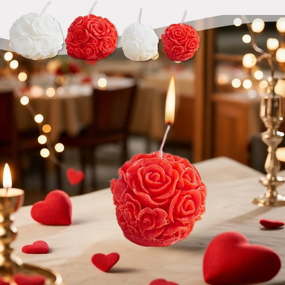 Scented Candles Large Big Red Rose Ball Candle Aromatherapy Scented Candle for Valentine's Day Decor & Ambiance(1Pcs) Rkxzt