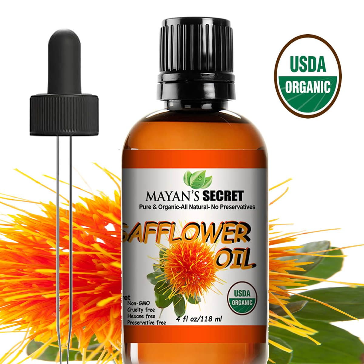 USDA Certified Organic Safflower Seed Oil High in Vitamin E and omega6