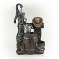 thumbnail image 3 of Alpine Corporation 26" Tall Outdoor Vintage Pump and Barrel with Cowboy Hat Fountain Yard Art Decor, 3 of 15