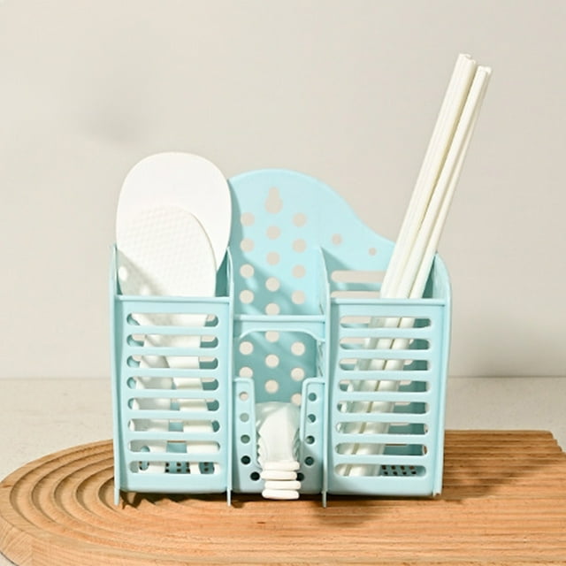 Birdeem Dish Drying Rack,Utensil Holder,7X6.7X2.8 Inches Tableware Organizer for Kitchen Counter Camping Picnic Office,Wall Mounted Plastic Storage Basket