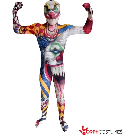 Morphsuits Kids Scary Clown Morphsuit Boys Girls Halloween Monster Costume Halloween White L