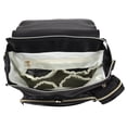 thumbnail image 3 of Baby Essentials Black Vegan Leather Multi-Pocket Magnetic Flap and Zipper Closure Fashion Diaper Bag Backpack with Matching 6-Ply Folding Baby Changing Pad, Stroller Straps and Pacifier Pouch in Black, 3 of 6