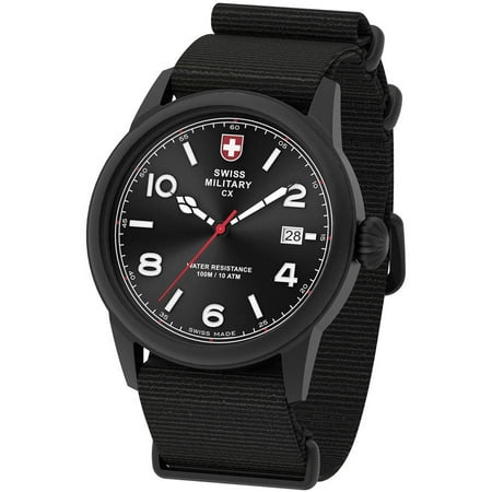 Swiss Military By Charmex Men's Vintage Black Tone Nato Band Watch